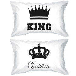 His and Hers Pillowcases King and Queen Crown Matching Couple Pillow Covers